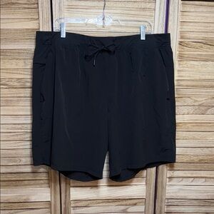 Men's Athletic Works Dark Black Shorts with Drawstring 2XL 44/46